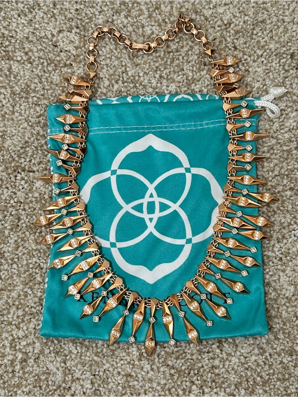 Kendra Scott Cici Rose Gold Spike Bib Necklace statement party
